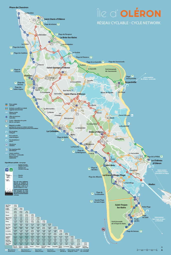 Carte pistes cyclables de l'île d‘Oléron